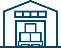 Warehousing & logistics icon in blue