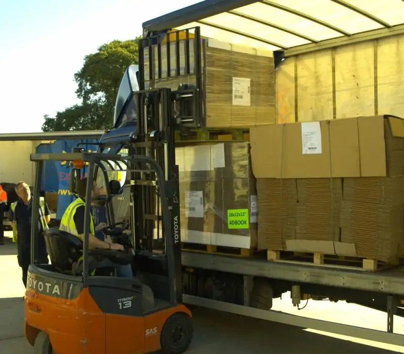 Forklift unloading a lorry